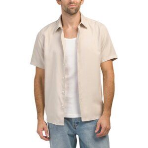 THEORY New Sand Irving Short Sleeve Fluid Twill Shirt